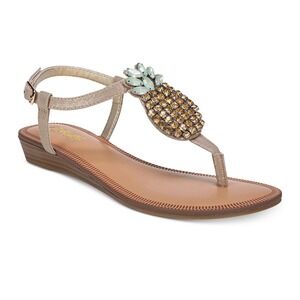 Carlos by Carlos Santana Gold Pineapple Embellished Thong‎ Sandals Women's Sz 10